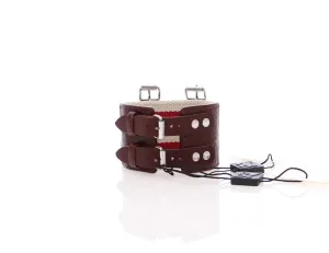 Brown Leather Strap Metal Cuff Bracelet