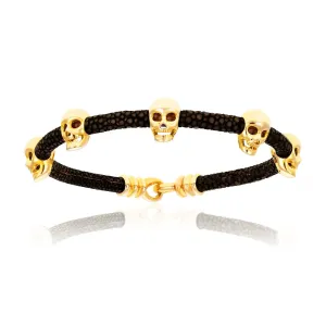 Brown Multi Skull Stingray with Yellow Gold