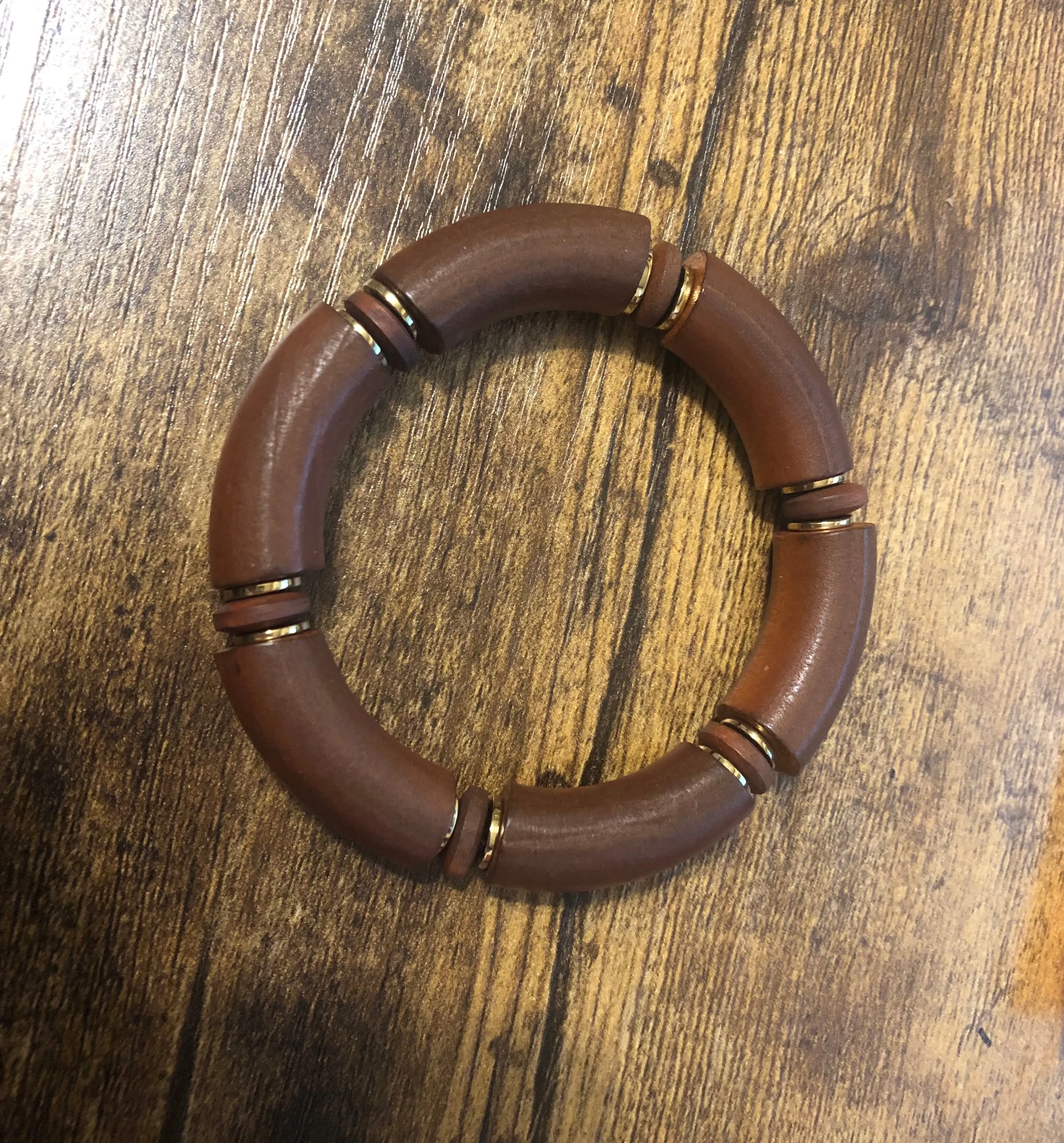 Brown Wooden Stretch Bracelet