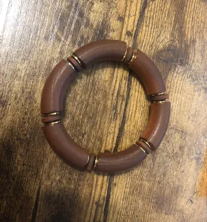 Brown Wooden Stretch Bracelet