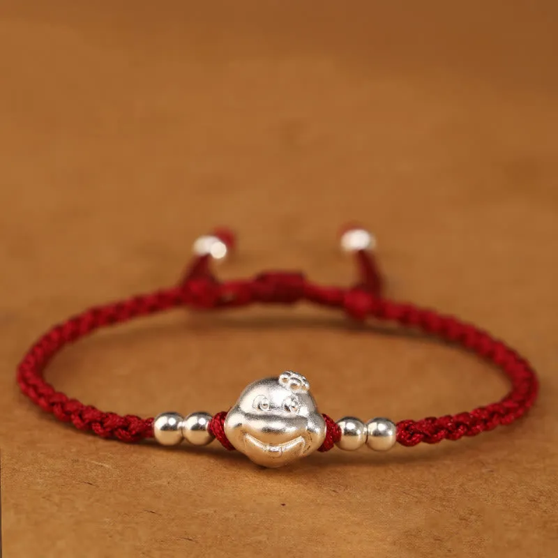 Buddha Stones Red String 999 Sterling Silver Snake Head Year of the Snake Luck Bracelet