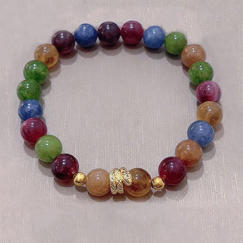 Buddha Stones Tourmaline Gold Plated Copper Year of the Snake Love Bracelet