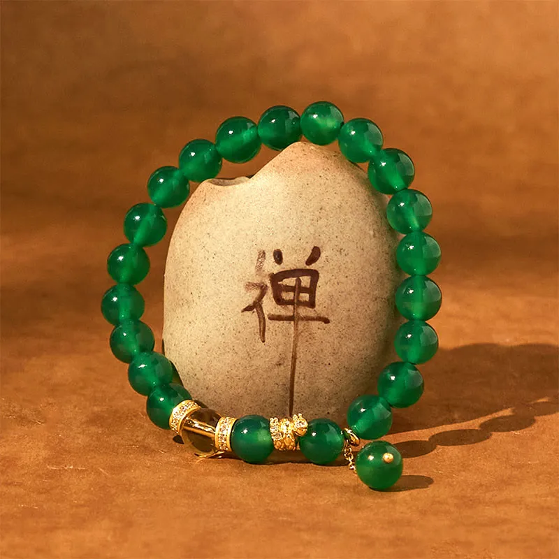 Buddha Stones Year of the Snake Green Agate Citrine Power Bracelet
