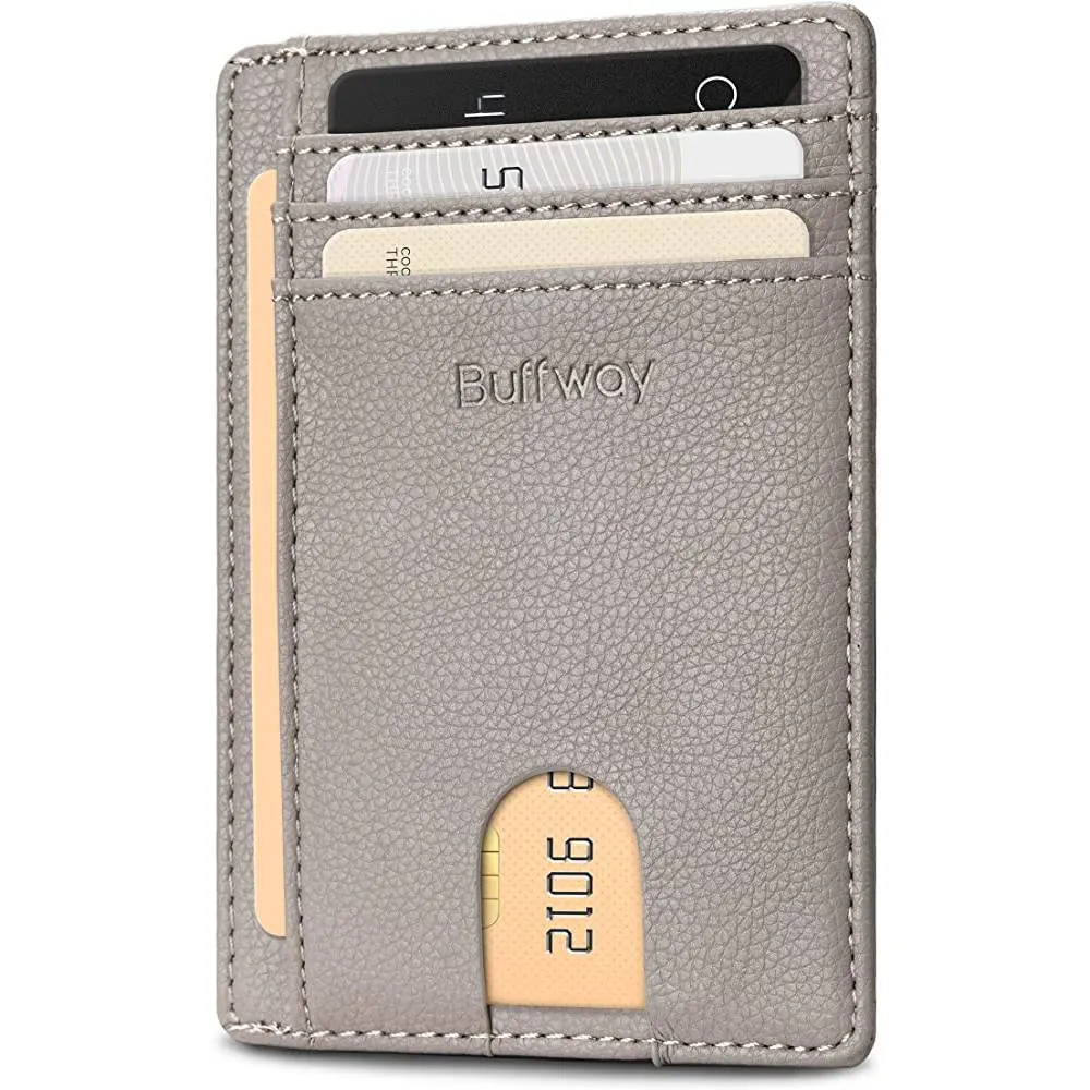 Buffway Slim Minimalist Front Pocket RFID Blocking Leather Wallets for Men Women | Multiple Colors
