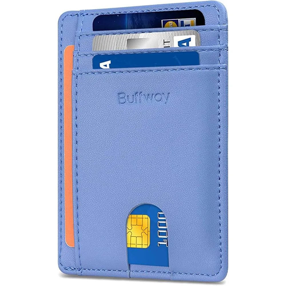Buffway Slim Minimalist Front Pocket RFID Blocking Leather Wallets for Men Women | Multiple Colors