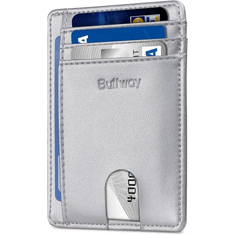 Buffway Slim Minimalist Front Pocket RFID Blocking Leather Wallets for Men Women | Multiple Colors