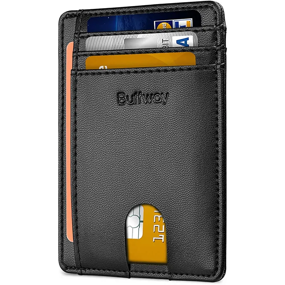 Buffway Slim Minimalist Front Pocket RFID Blocking Leather Wallets for Men Women | Multiple Colors