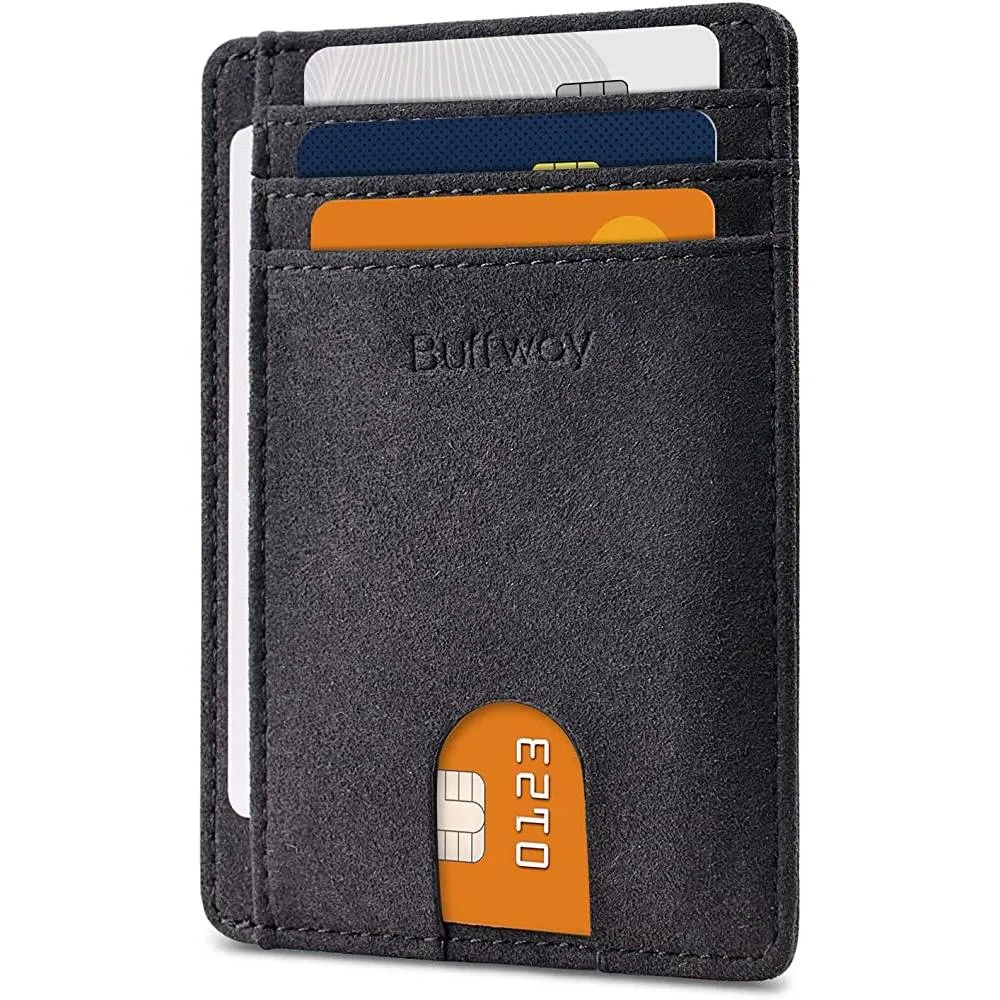 Buffway Slim Minimalist Front Pocket RFID Blocking Leather Wallets for Men Women | Multiple Colors