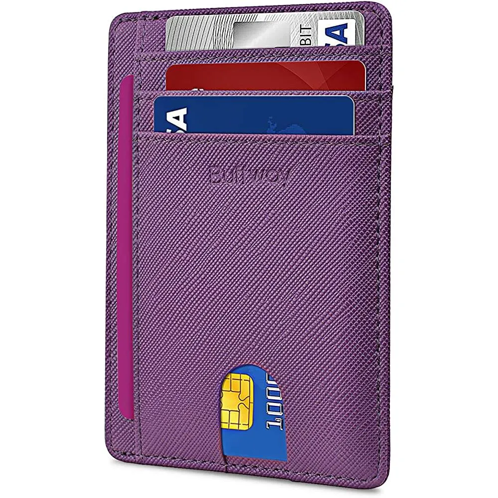 Buffway Slim Minimalist Front Pocket RFID Blocking Leather Wallets for Men Women | Multiple Colors