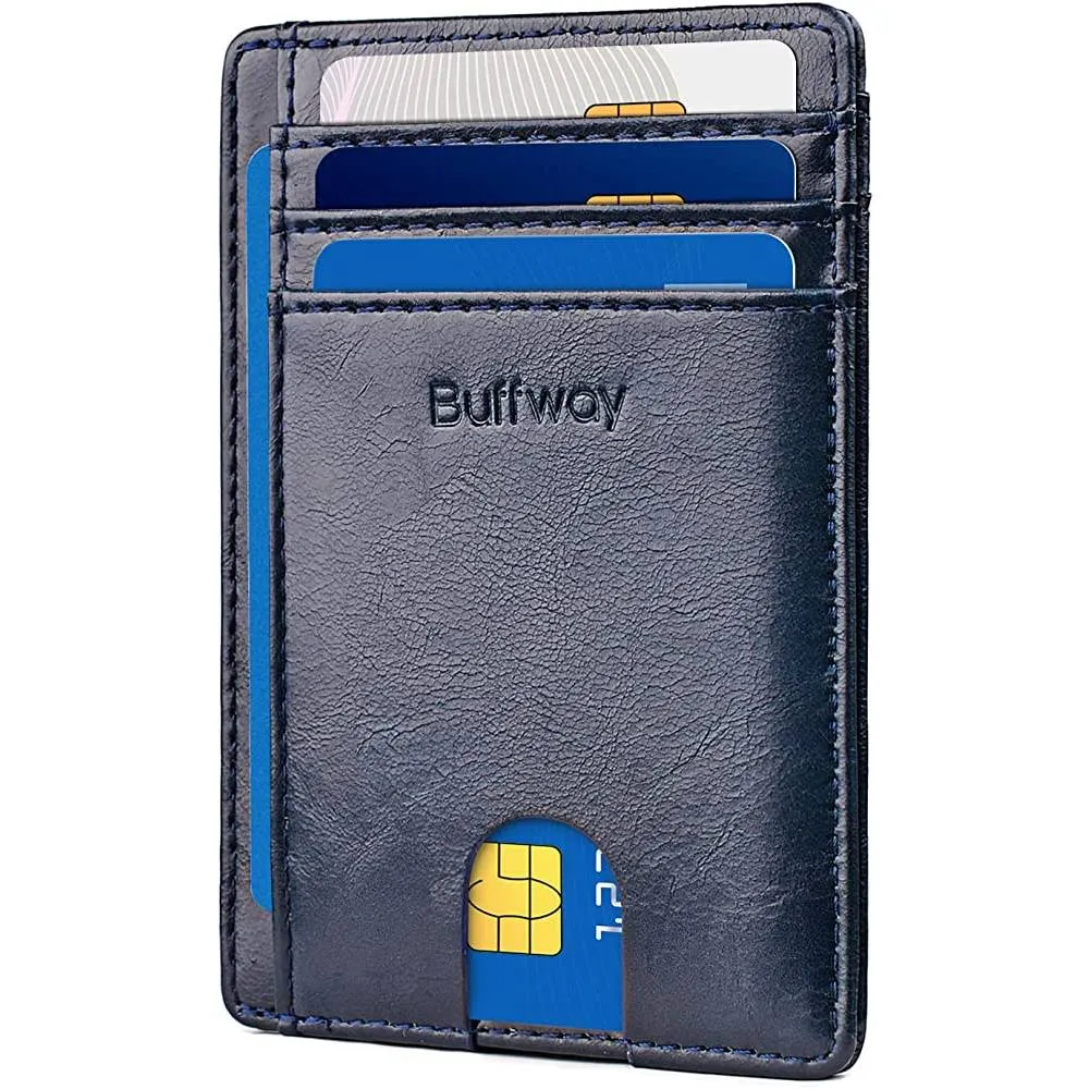 Buffway Slim Minimalist Front Pocket RFID Blocking Leather Wallets for Men Women | Multiple Colors