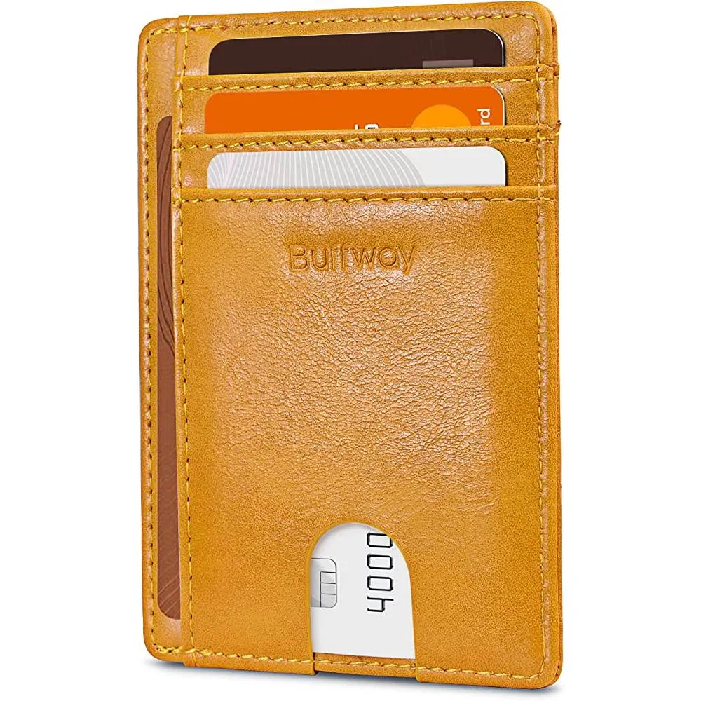 Buffway Slim Minimalist Front Pocket RFID Blocking Leather Wallets for Men Women | Multiple Colors
