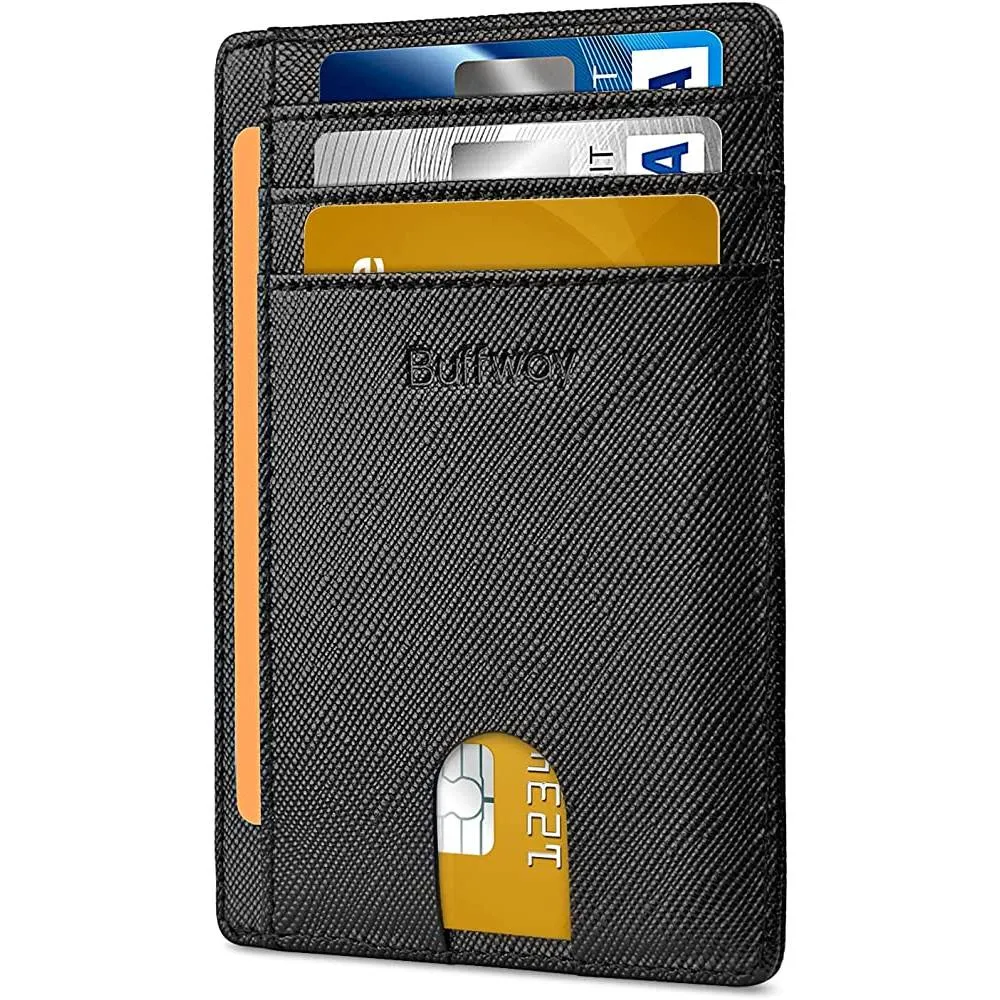 Buffway Slim Minimalist Front Pocket RFID Blocking Leather Wallets for Men Women | Multiple Colors