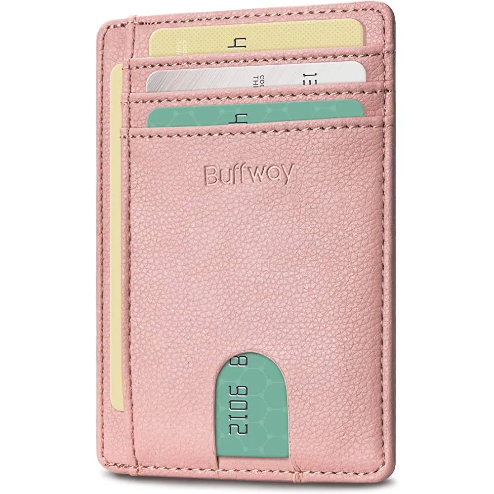 Buffway Slim Minimalist Front Pocket RFID Blocking Leather Wallets for Men Women | Multiple Colors