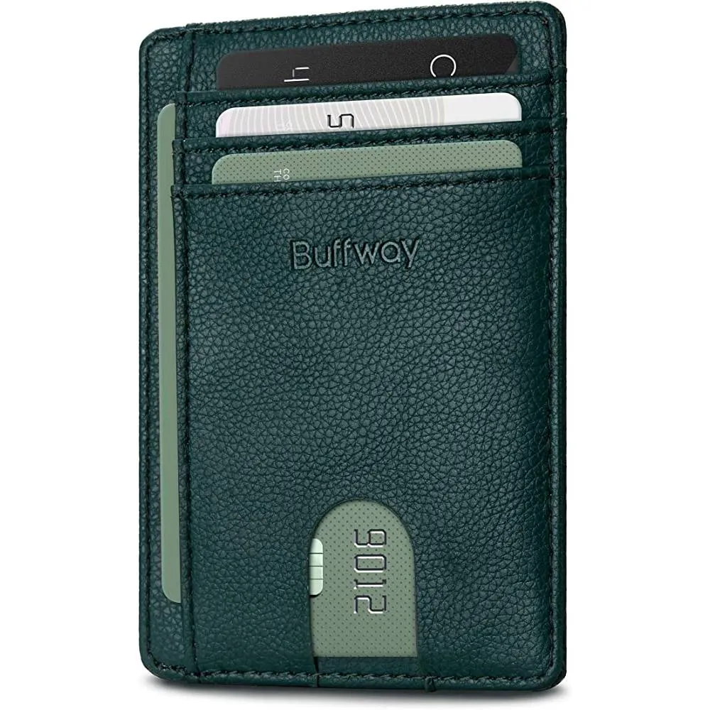 Buffway Slim Minimalist Front Pocket RFID Blocking Leather Wallets for Men Women | Multiple Colors