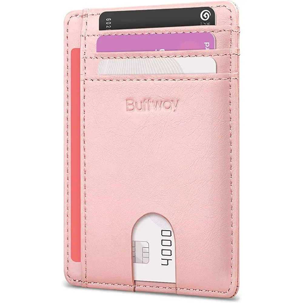 Buffway Slim Minimalist Front Pocket RFID Blocking Leather Wallets for Men Women | Multiple Colors