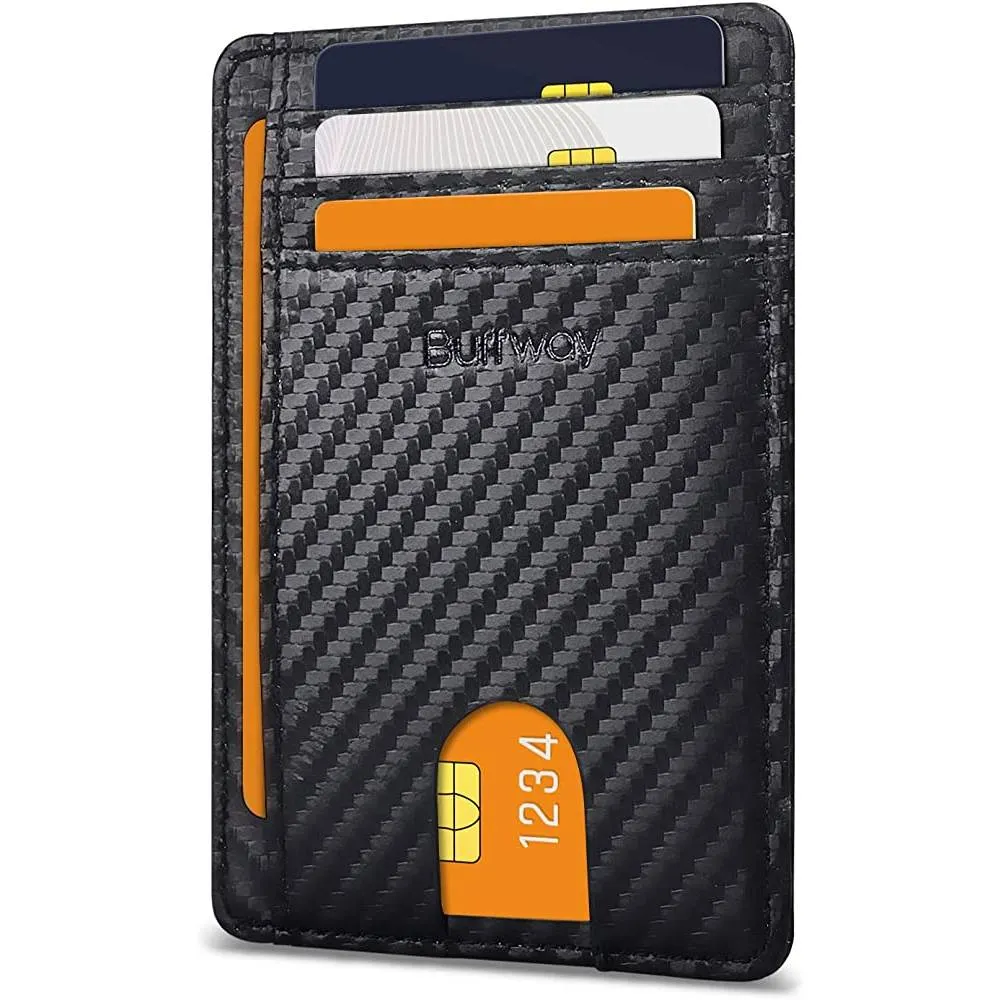 Buffway Slim Minimalist Front Pocket RFID Blocking Leather Wallets for Men Women | Multiple Colors