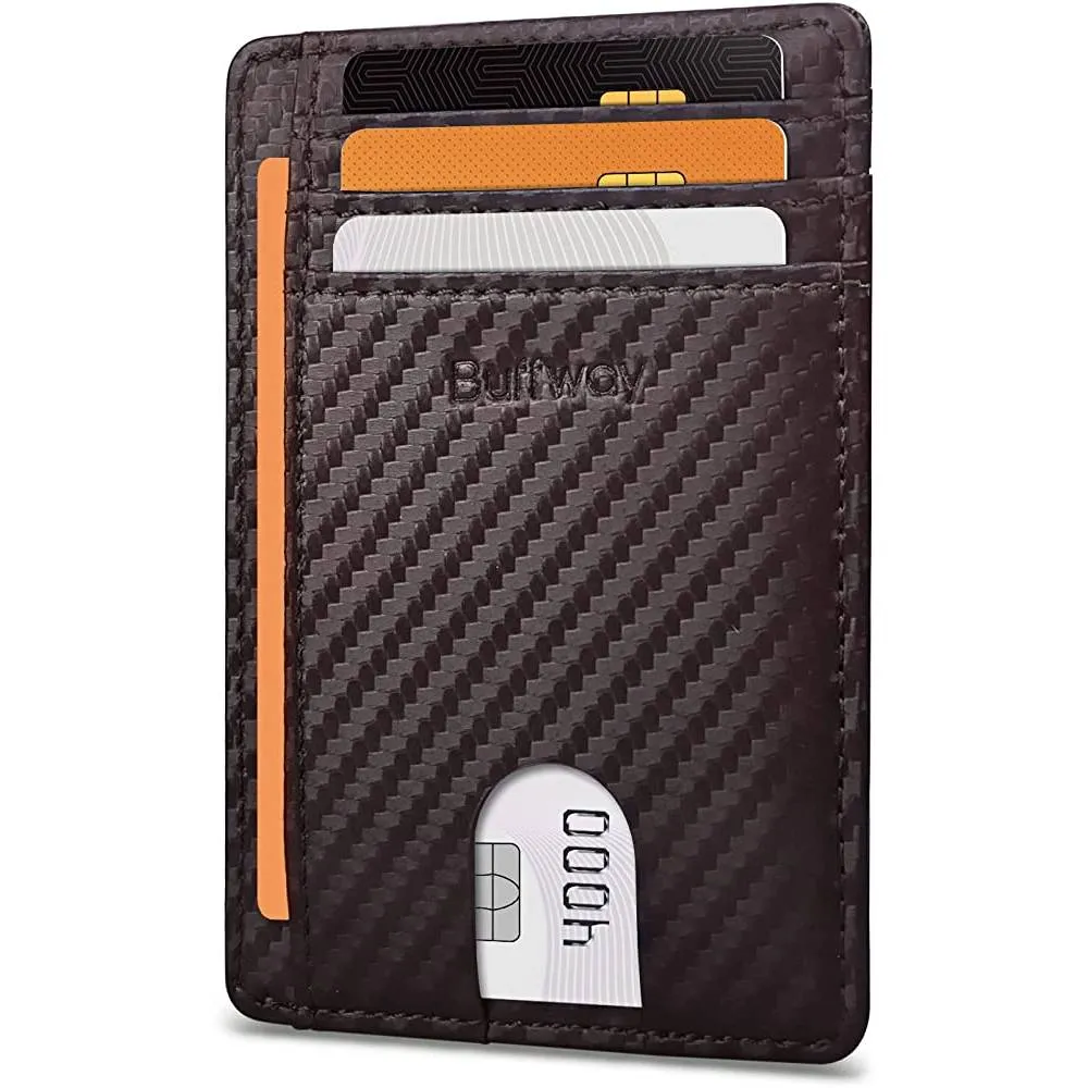 Buffway Slim Minimalist Front Pocket RFID Blocking Leather Wallets for Men Women | Multiple Colors