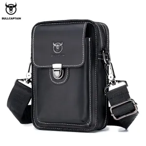 BULLCAPTAIN Crazy Horse Leather Men's Small Chest Shoulder Belt Bag