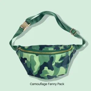 CAMO Green Nylon Fanny Pack - Womens DIY Customizable With Glitter Varsity Letter Initial Patches - Nylon Pouch Patches - gift Summer