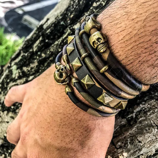 Camouflage Brown Double Stingray with Antique Brass