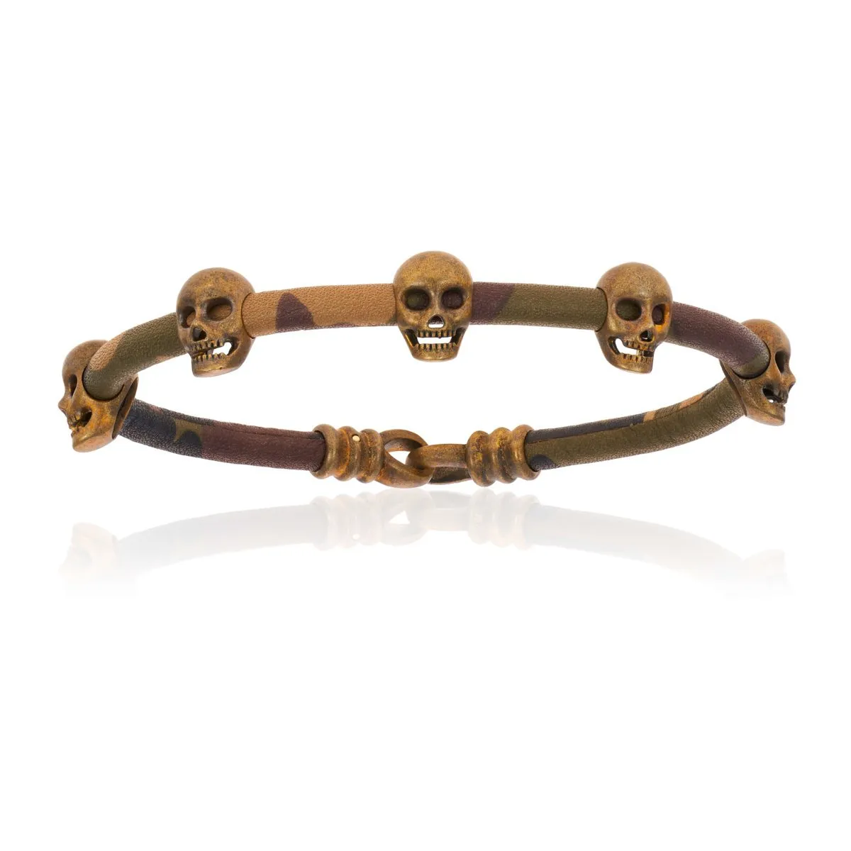 Camouflage Brown Multi Skull Stingray with Antique Brass