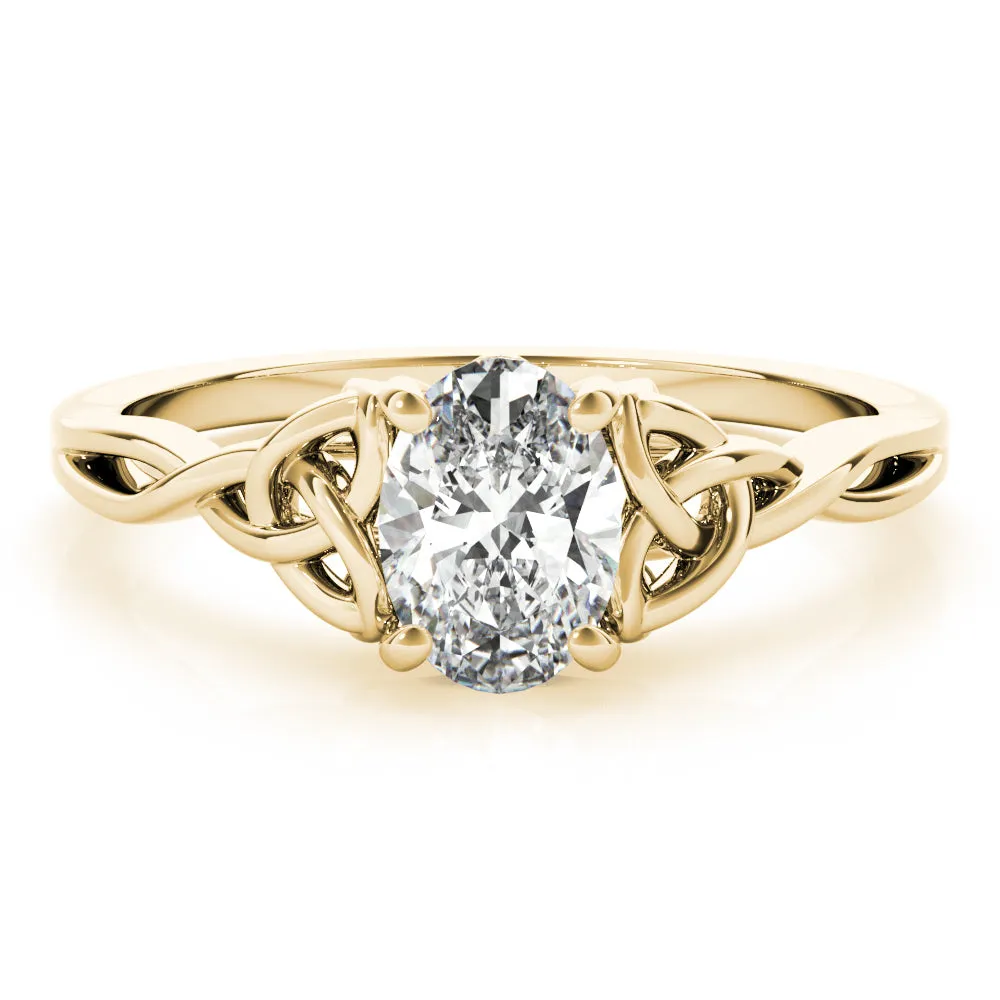 Celtic Love Knot Oval Lab Grown Diamond Solitaire Engagement Ring IGI Certified