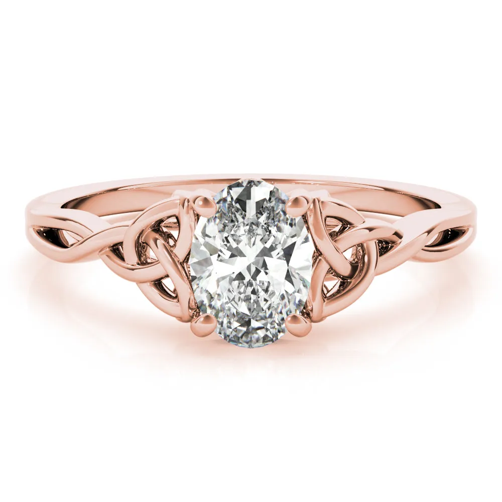 Celtic Love Knot Oval Lab Grown Diamond Solitaire Engagement Ring IGI Certified