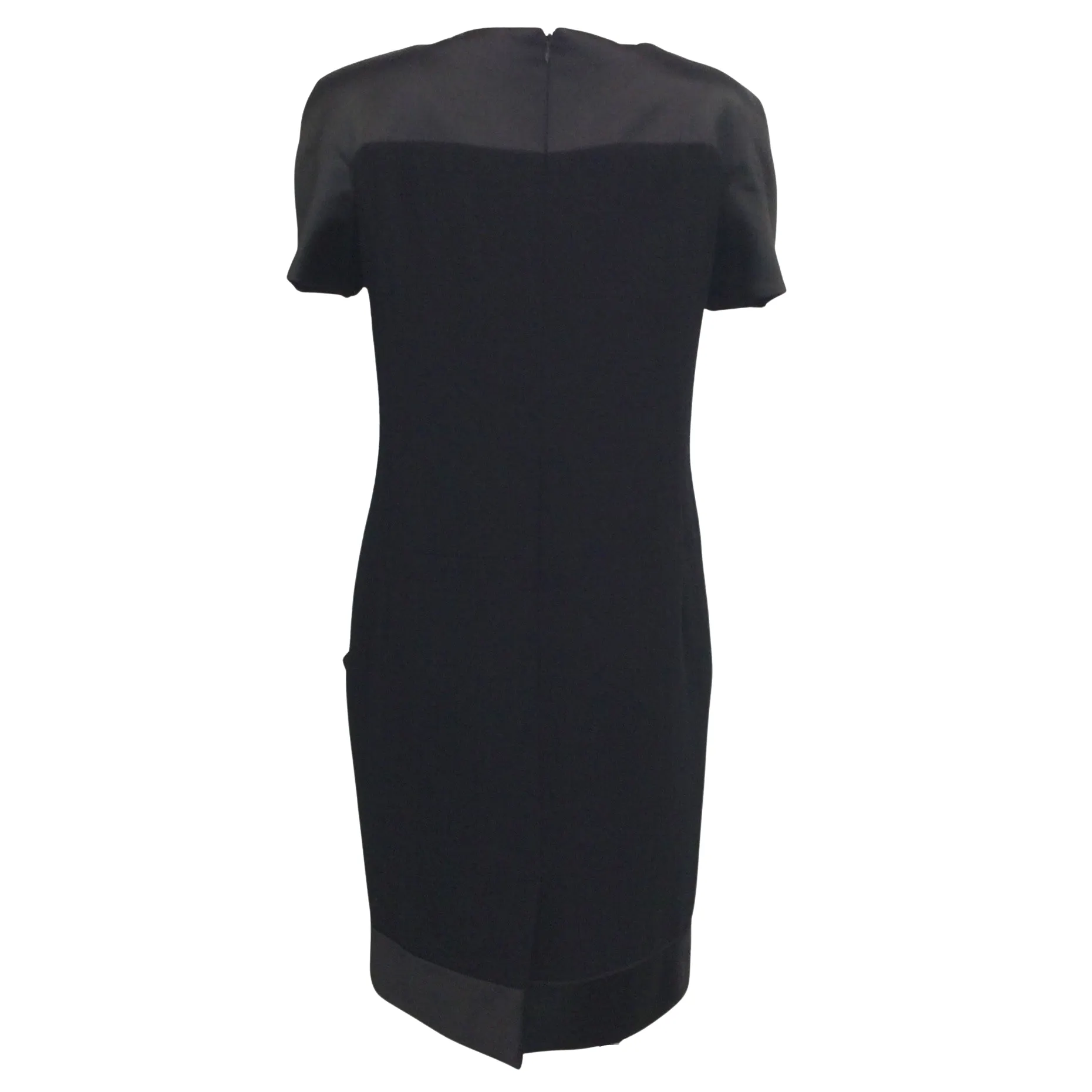Chanel Black Textured Wool with Silk Trim Cocktail Dress