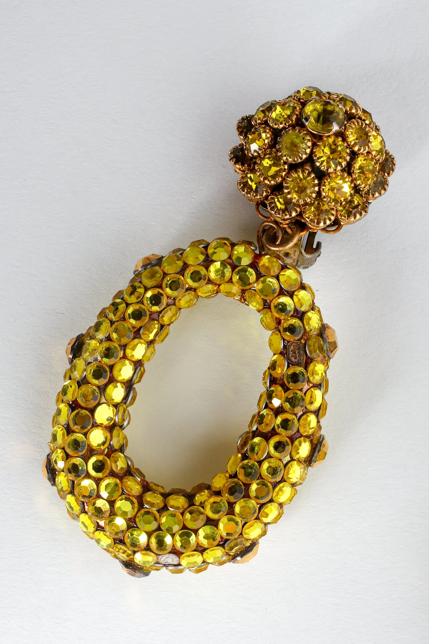 Chartreuse Rhinestone Hoop Earrings