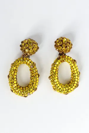 Chartreuse Rhinestone Hoop Earrings