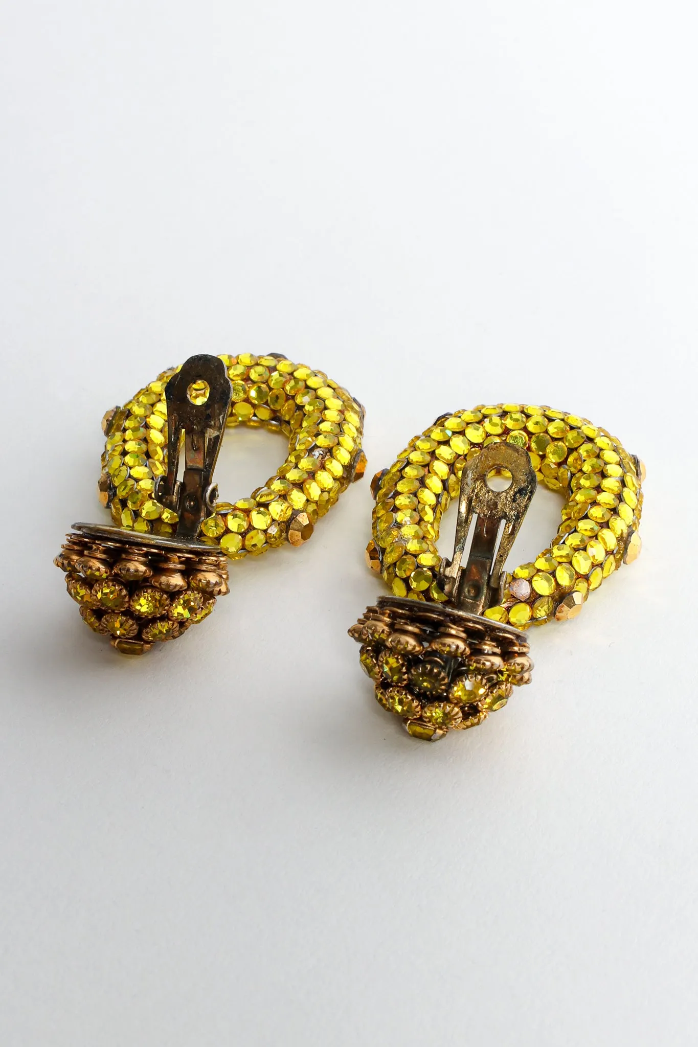 Chartreuse Rhinestone Hoop Earrings