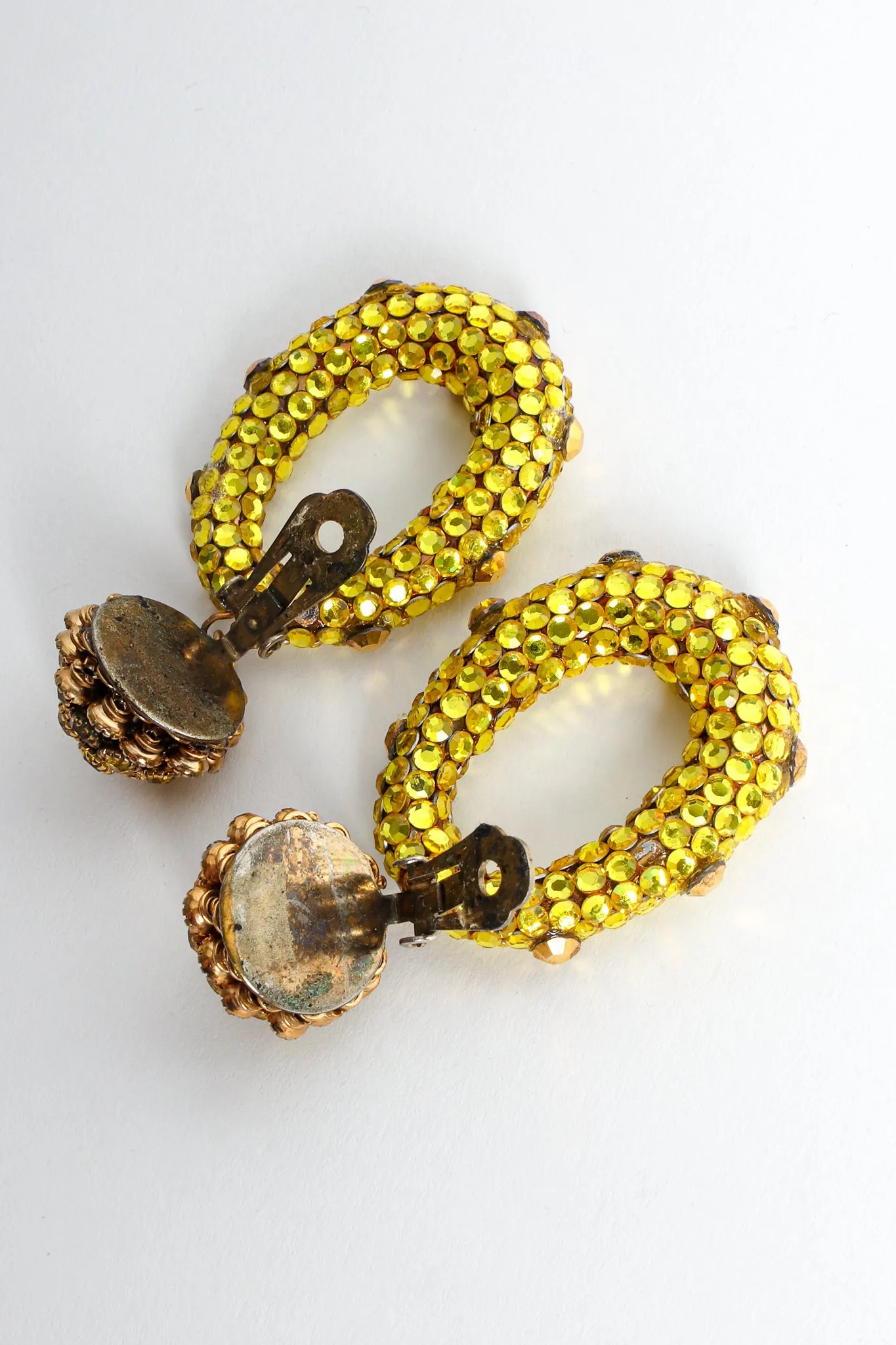 Chartreuse Rhinestone Hoop Earrings