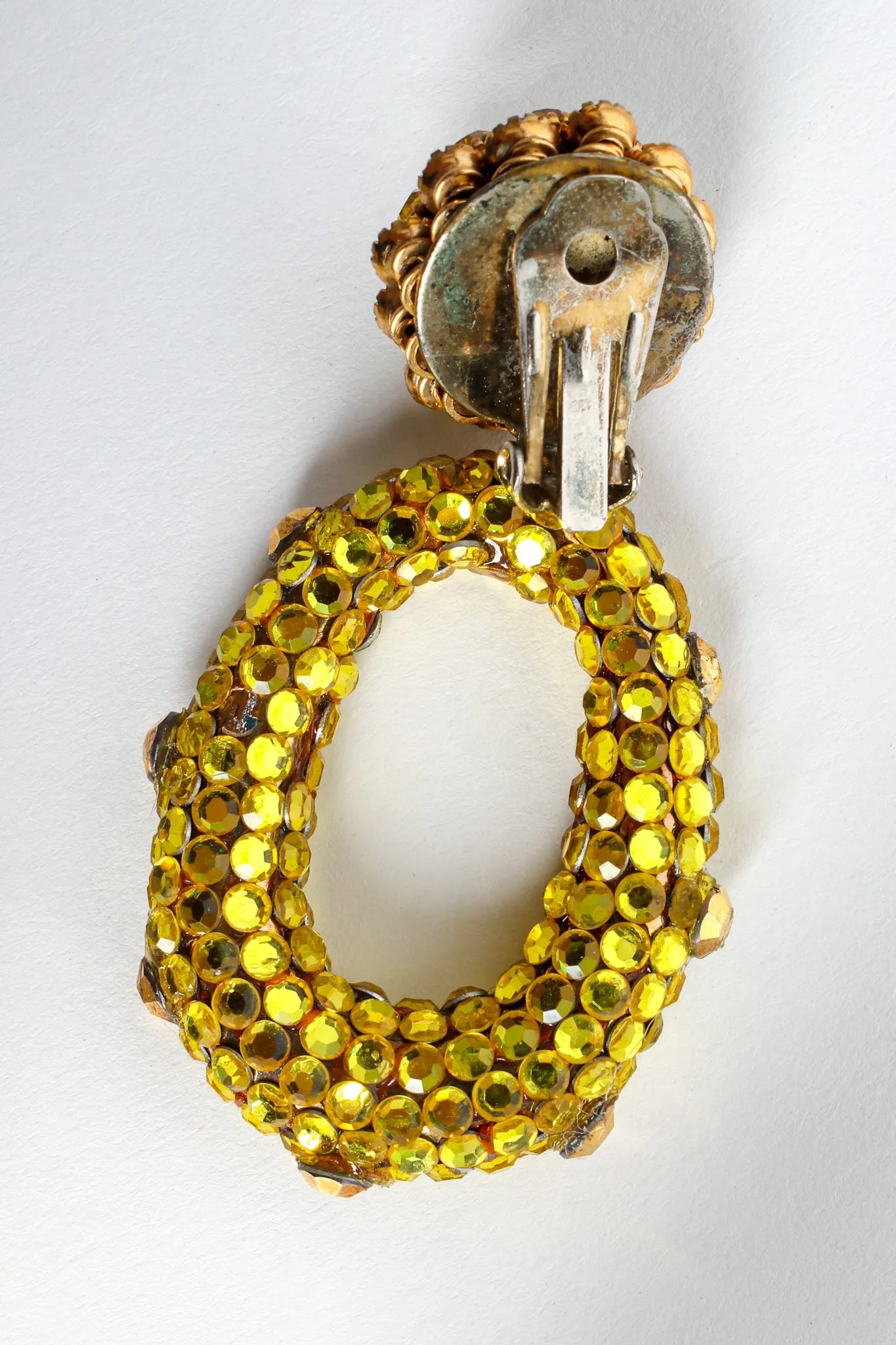 Chartreuse Rhinestone Hoop Earrings
