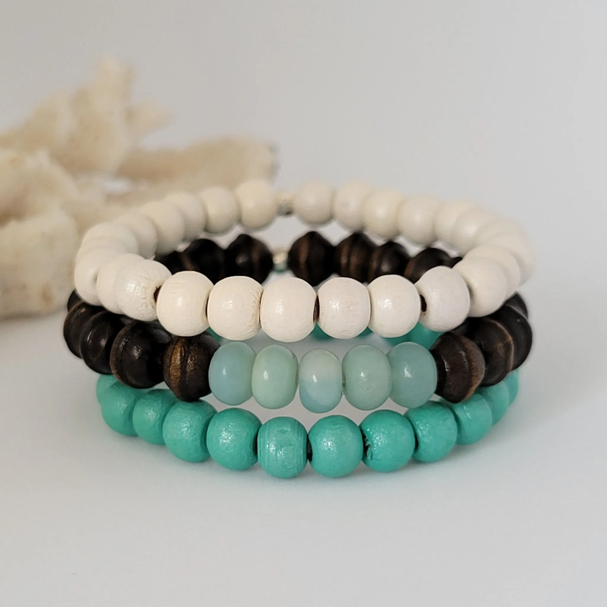 Children's or Infants Painted Wooden Bead Bracelets - Boys and Girls