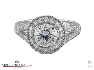 Christopher Designs Crisscut Round Diamond Ring 1.50ctw
