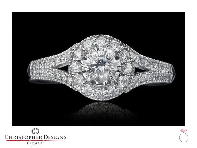 Christopher Designs Diamond Halo Engagement Ring G2-RD100