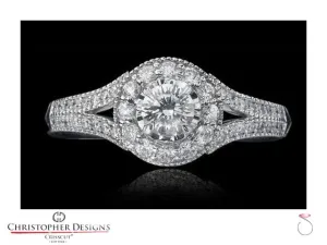 Christopher Designs Diamond Halo Engagement Ring G2-RD100