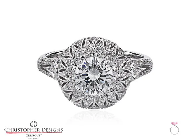 Christopher Designs Halo Diamond Engagement Ring G66R-RD050