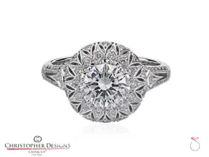 Christopher Designs Halo Diamond Engagement Ring G66R-RD050