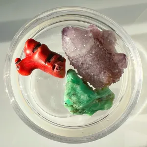 Chrysoprase, Red Coral and Amethyst Point Jeweled Box