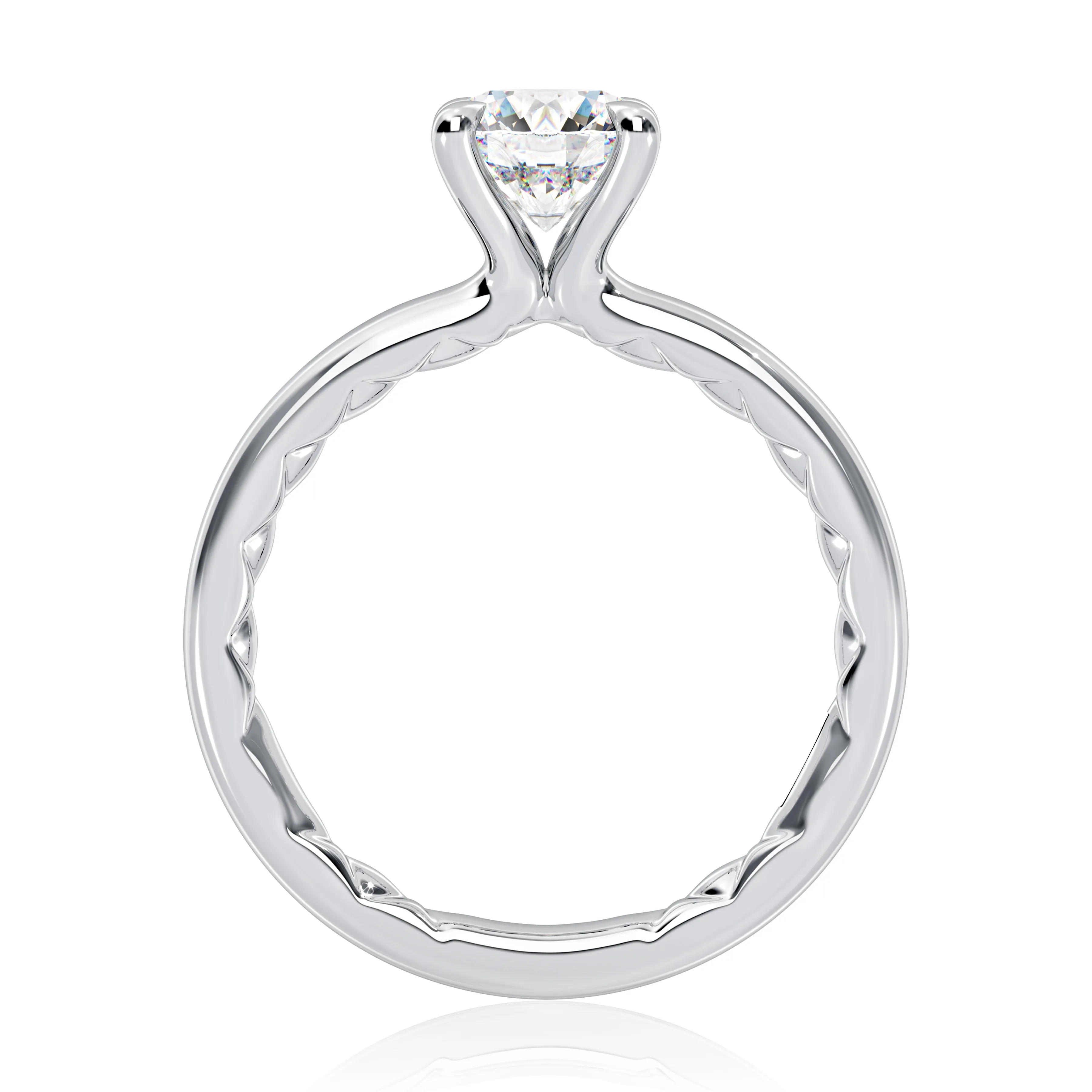Classic Four Prongs Solitaire Round Center Diamond Engagement Ring