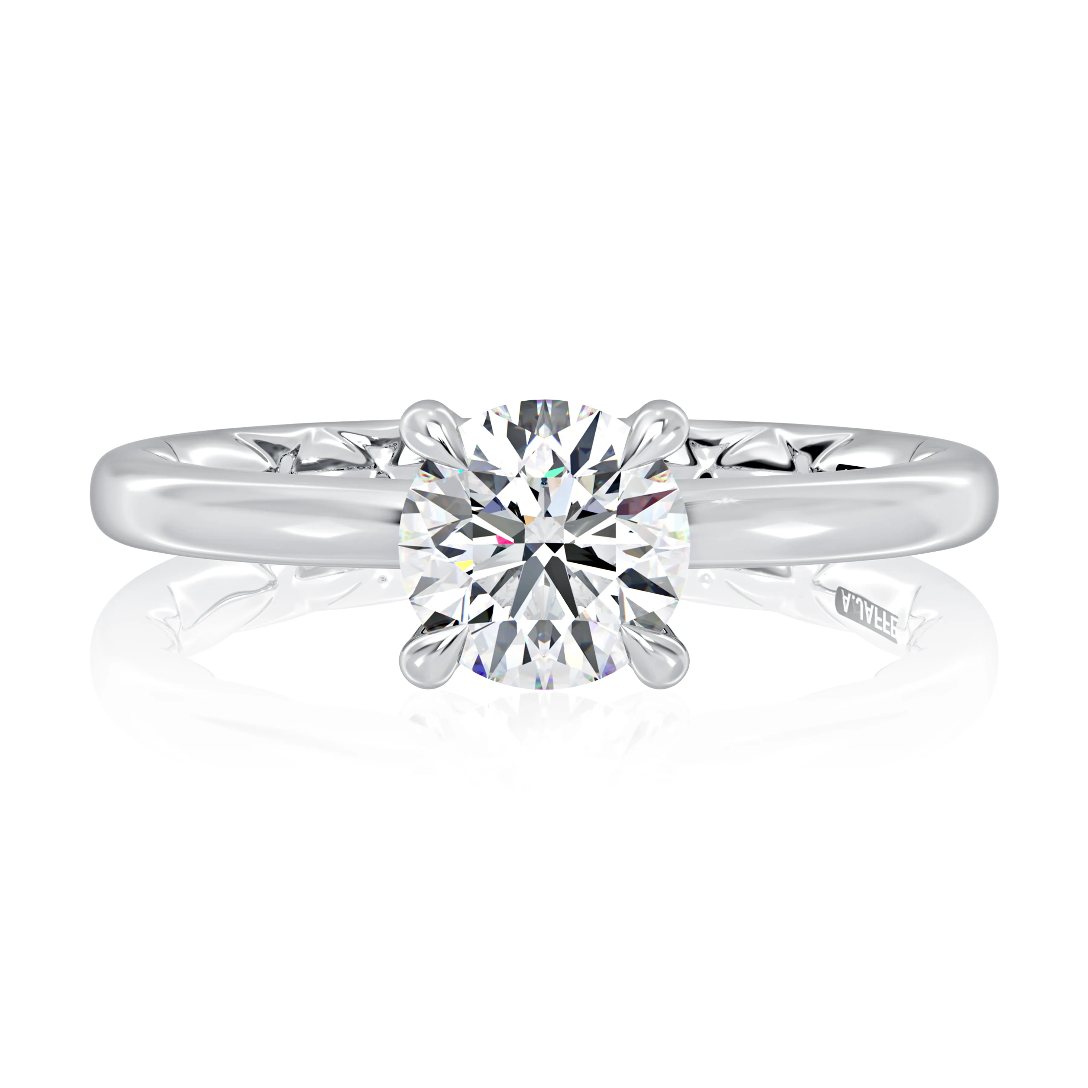 Classic Four Prongs Solitaire Round Center Diamond Engagement Ring