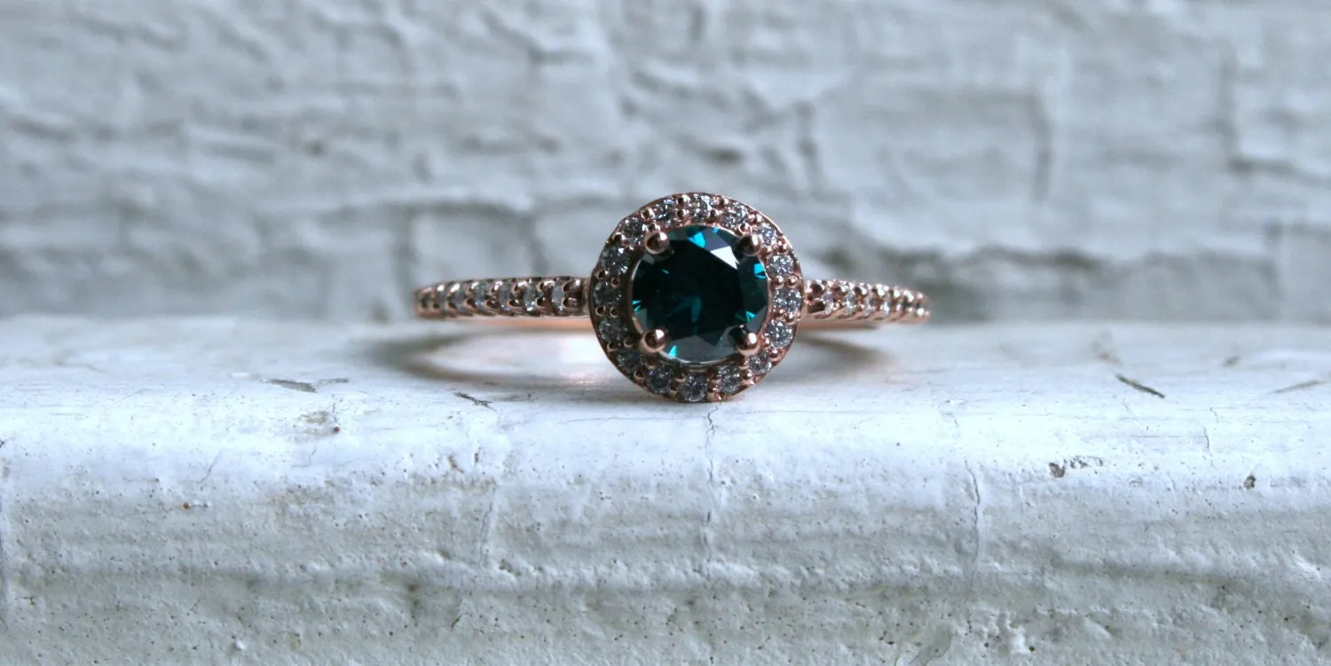 Classic Halo Diamond Engagement Ring in 14K Rose Gold - 0.77ct.