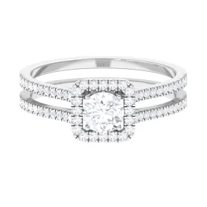 Classic Moissanite Double Band Engagement Ring