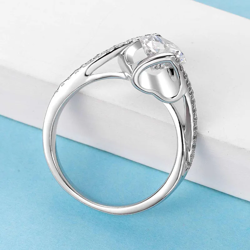 Classic Round Cut Moissanite Diamond Angle Solitaire Ring
