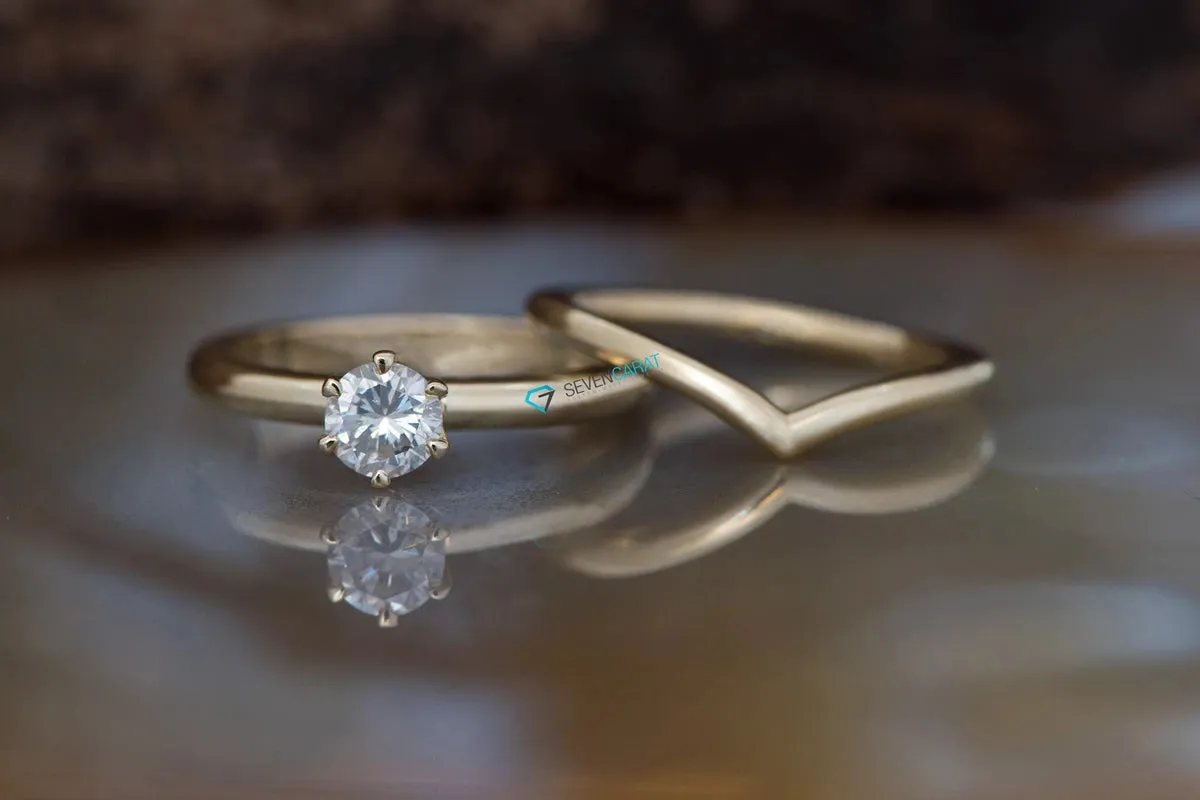 Classic round engagement ring 0.30 ct-Solid gold rings for women