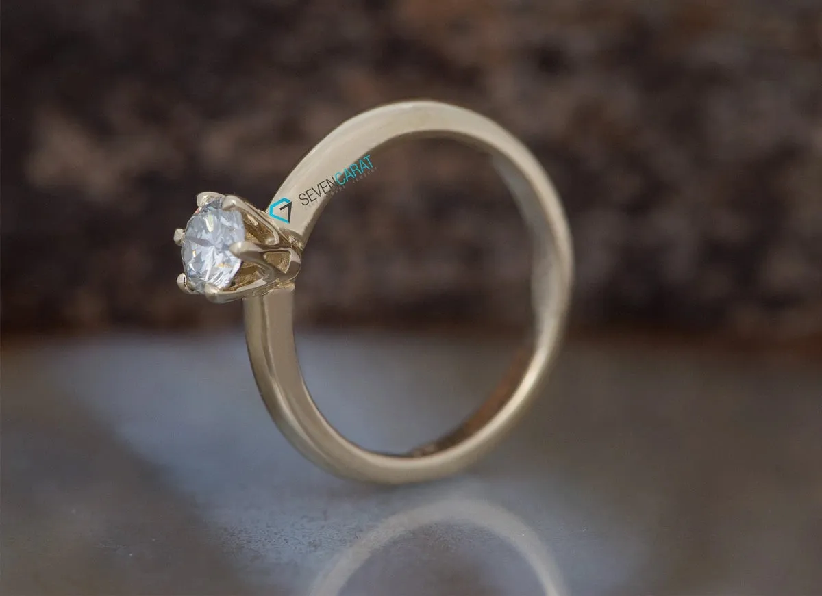 Classic round engagement ring 0.30 ct-Solid gold rings for women