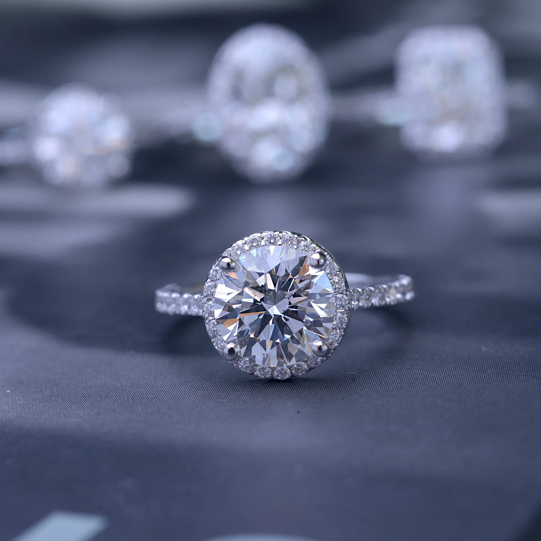 Classic Round Halo - Lab Grown diamond engagement ring 2ct to 3ct center