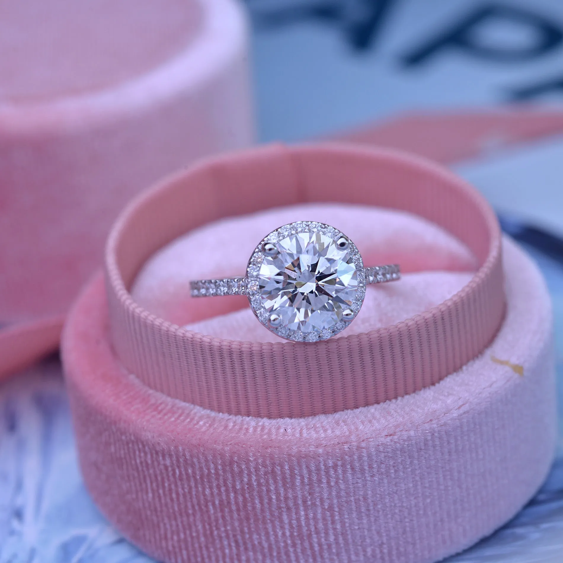 Classic Round Halo - Lab Grown diamond engagement ring 2ct to 3ct center