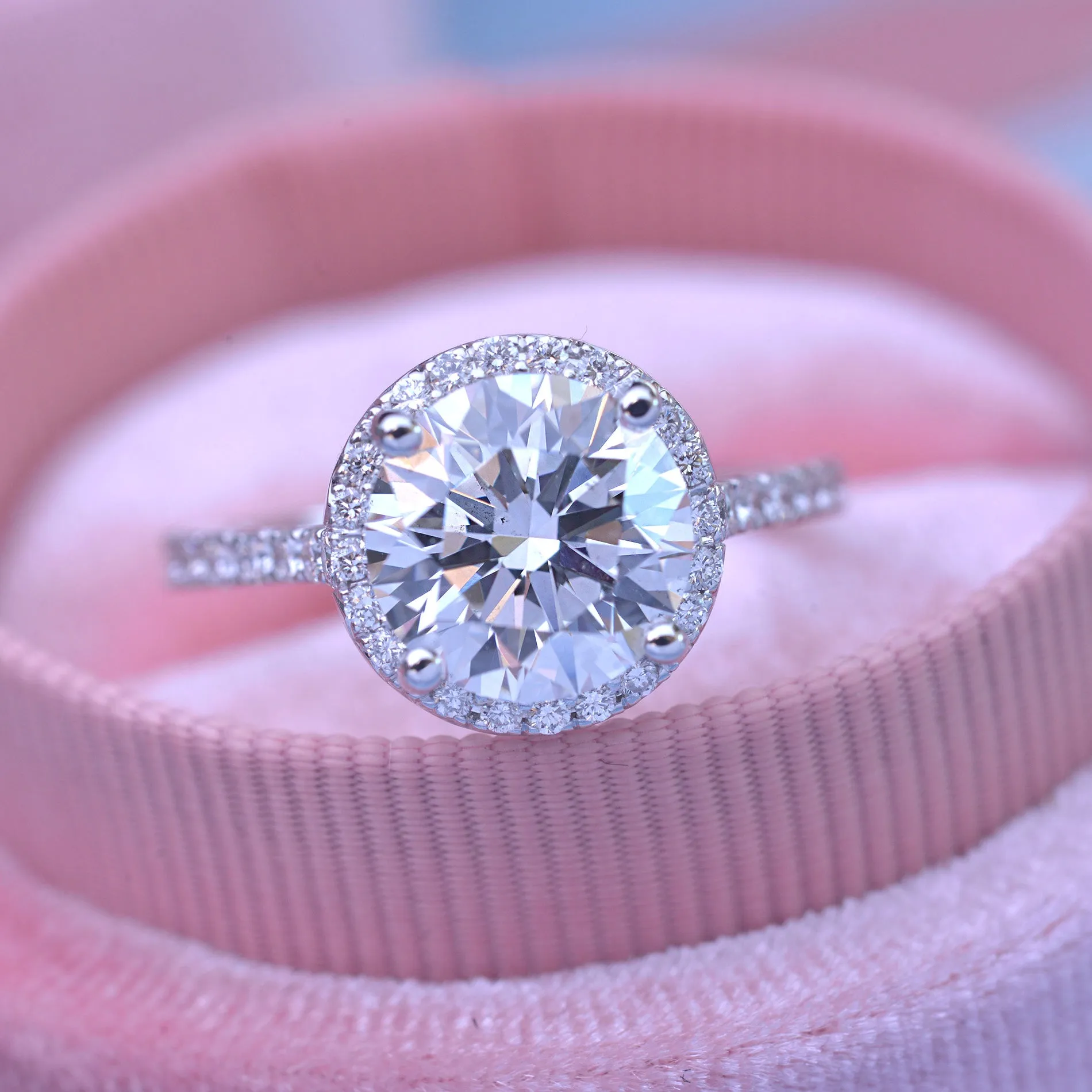 Classic Round Halo - Lab Grown diamond engagement ring 2ct to 3ct center